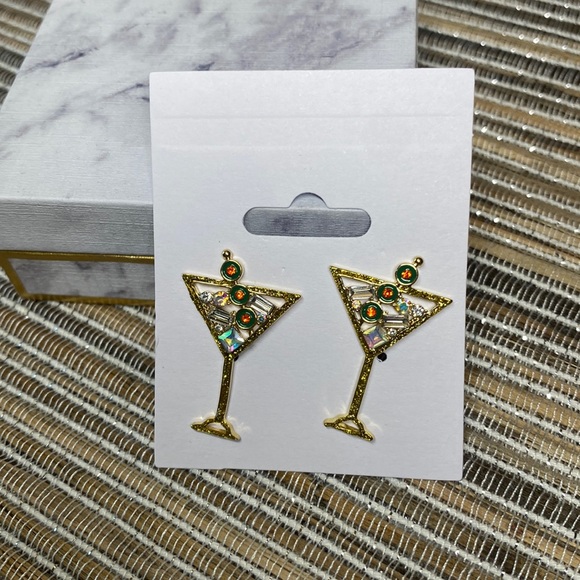 BaubleBar Jewelry Martini W Olives Goldtone Earrings New Boutique